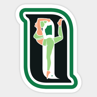 Sports yoga women in letter O Sticker design vector illustration. Alphabet letter icon concept. Sports young women doing yoga exercises with letter O sticker design logo icons. Sticker